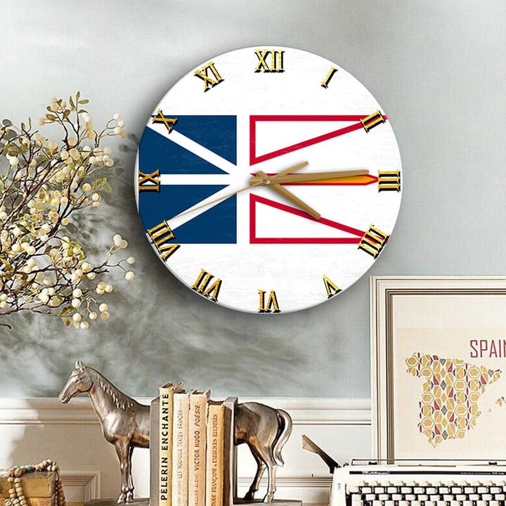 1sttheworld Clock - Canada Flag Of Newfoundland And Labrador Wooden Clock A7 | 1sttheworld
