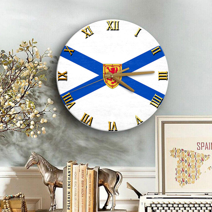 1sttheworld Clock - Canada Flag Of Nova Scotia Wooden Clock A7 | 1sttheworld