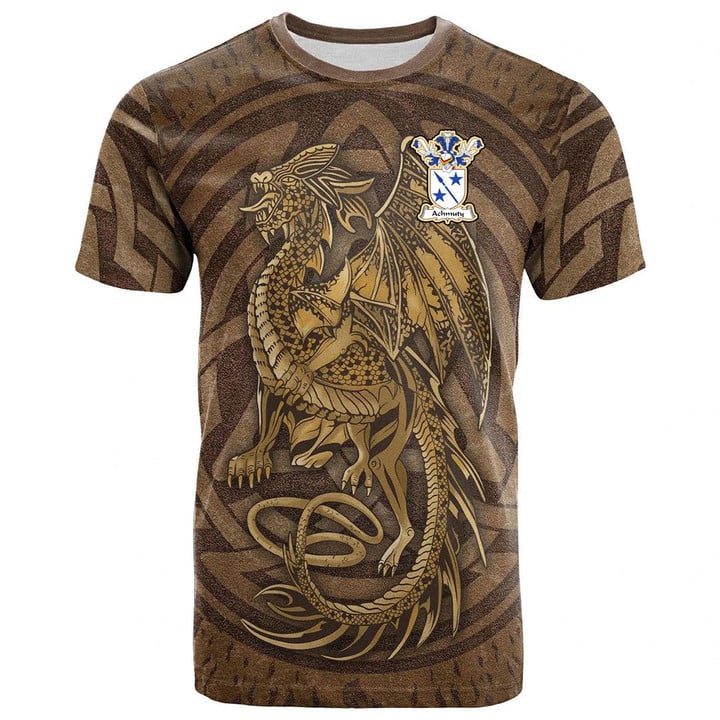 1sttheworld Tee - Achmuty Family Crest T-Shirt - Celtic Vintage Dragon With Knot A7 | 1sttheworld