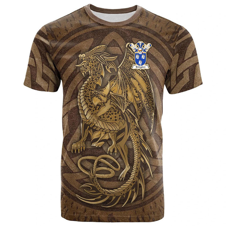 1sttheworld Tee - Edington Family Crest T-Shirt - Celtic Vintage Dragon With Knot A7 | 1sttheworld