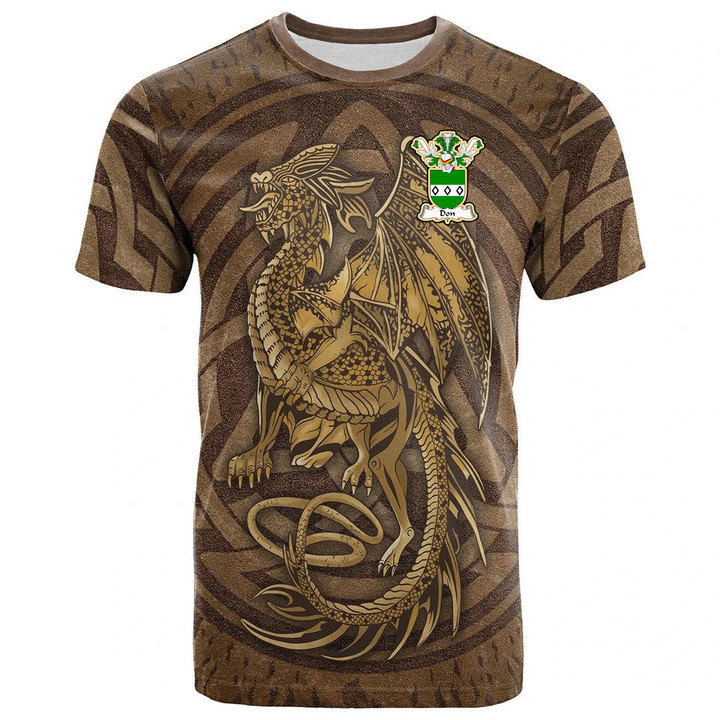 1sttheworld Tee - Don Family Crest T-Shirt - Celtic Vintage Dragon With Knot A7 | 1sttheworld
