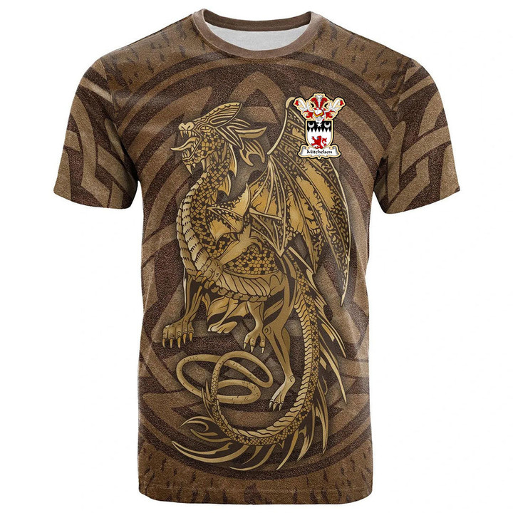 1sttheworld Tee - Mitchelson Family Crest T-Shirt - Celtic Vintage Dragon With Knot A7 | 1sttheworld