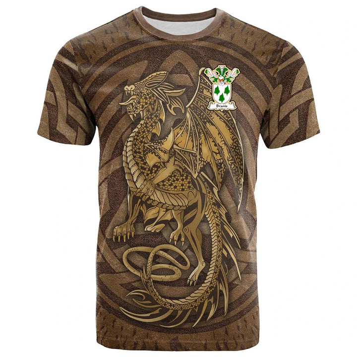 1sttheworld Tee - Branis Family Crest T-Shirt - Celtic Vintage Dragon With Knot A7 | 1sttheworld