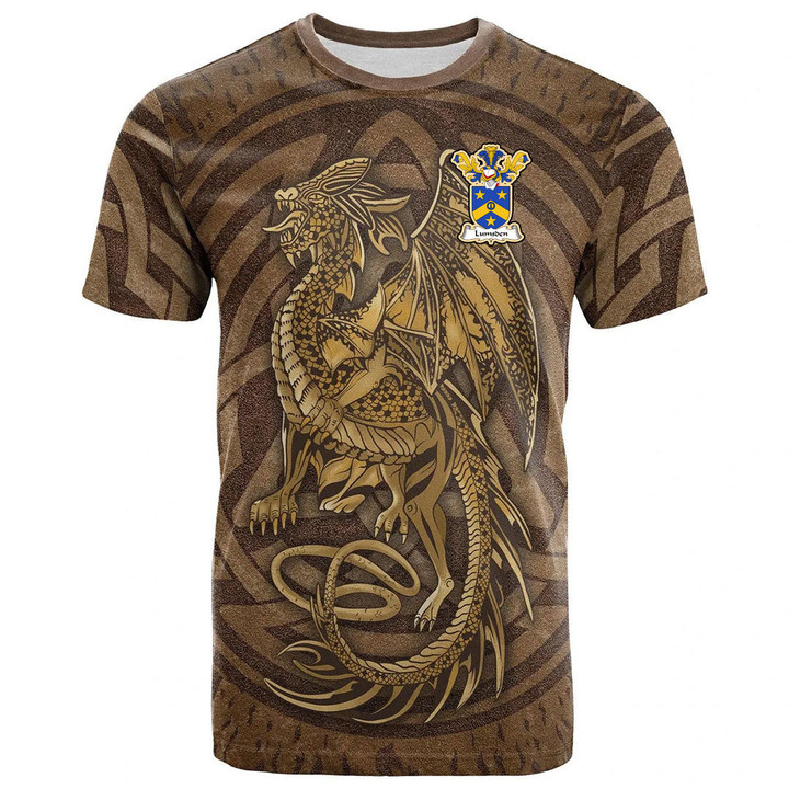 1sttheworld Tee - Lumsden Family Crest T-Shirt - Celtic Vintage Dragon With Knot A7 | 1sttheworld
