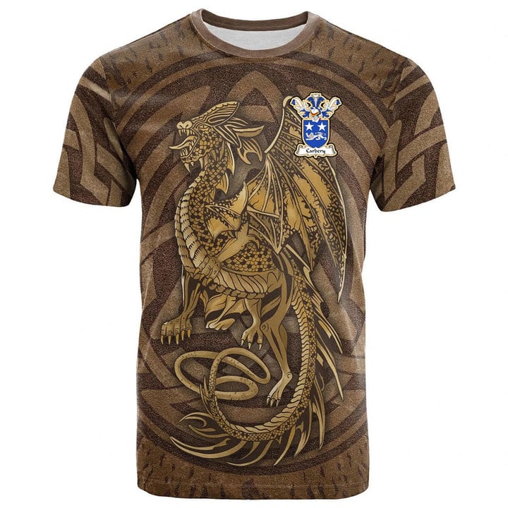 1sttheworld Tee - Carbery Family Crest T-Shirt - Celtic Vintage Dragon With Knot A7 | 1sttheworld