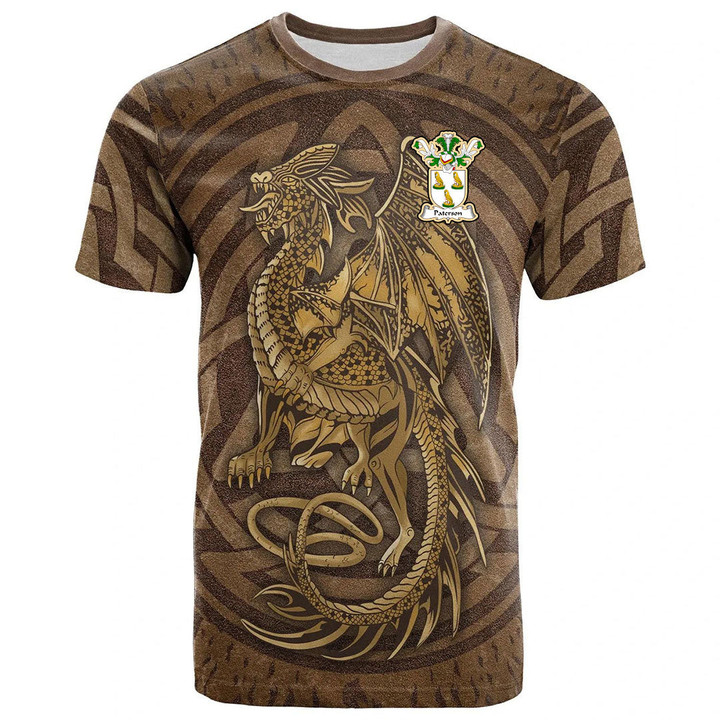 1sttheworld Tee - Paterson Family Crest T-Shirt - Celtic Vintage Dragon With Knot A7 | 1sttheworld