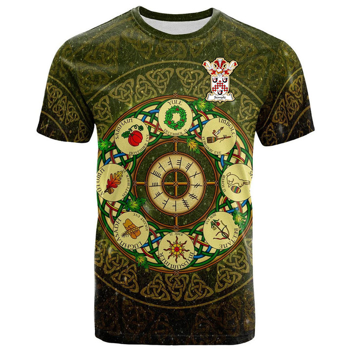 1sttheworld Tee - Semple Family Crest T-Shirt - Celtic Wheel of the Year Ornament A7 | 1sttheworld