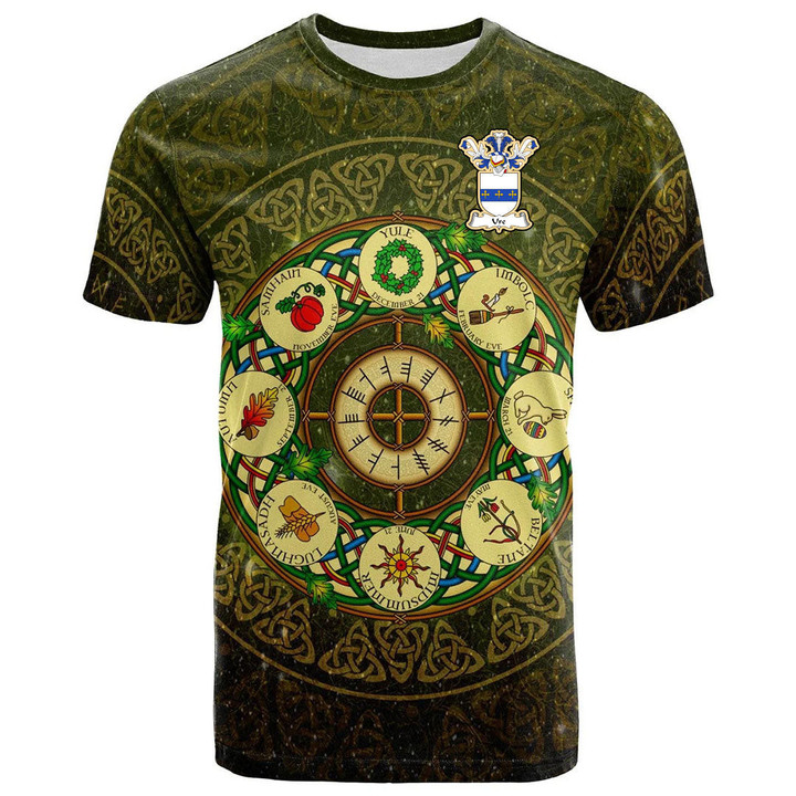 1sttheworld Tee - Ure Family Crest T-Shirt - Celtic Wheel of the Year Ornament A7 | 1sttheworld