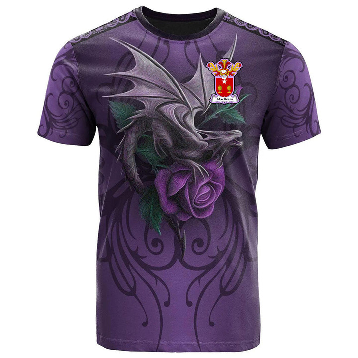 1sttheworld Tee - MacIlvain Family Crest T-Shirt - Dragon Purple A7 | 1sttheworld