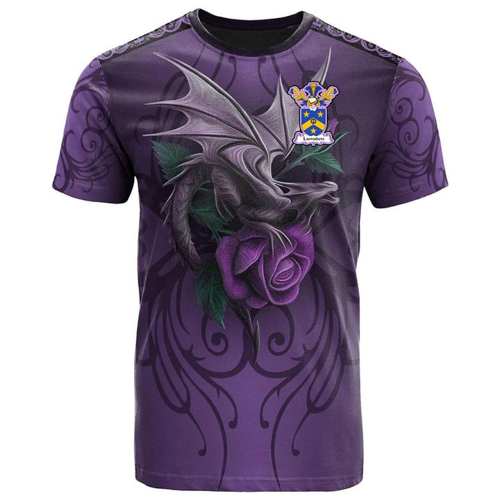 1sttheworld Tee - Lumsden Family Crest T-Shirt - Dragon Purple A7 | 1sttheworld