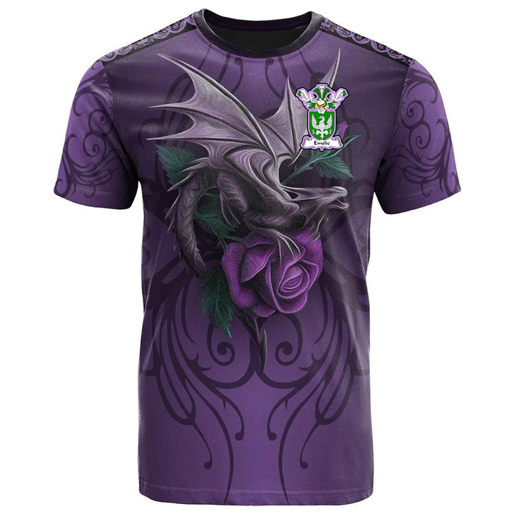 1sttheworld Tee - Emslie Family Crest T-Shirt - Dragon Purple A7 | 1sttheworld