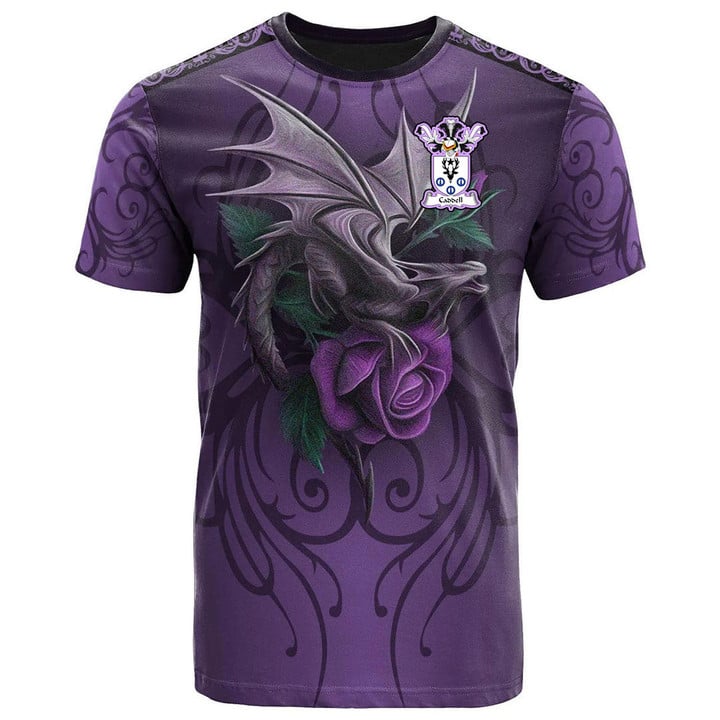 1sttheworld Tee - Caddell Family Crest T-Shirt - Dragon Purple A7 | 1sttheworld