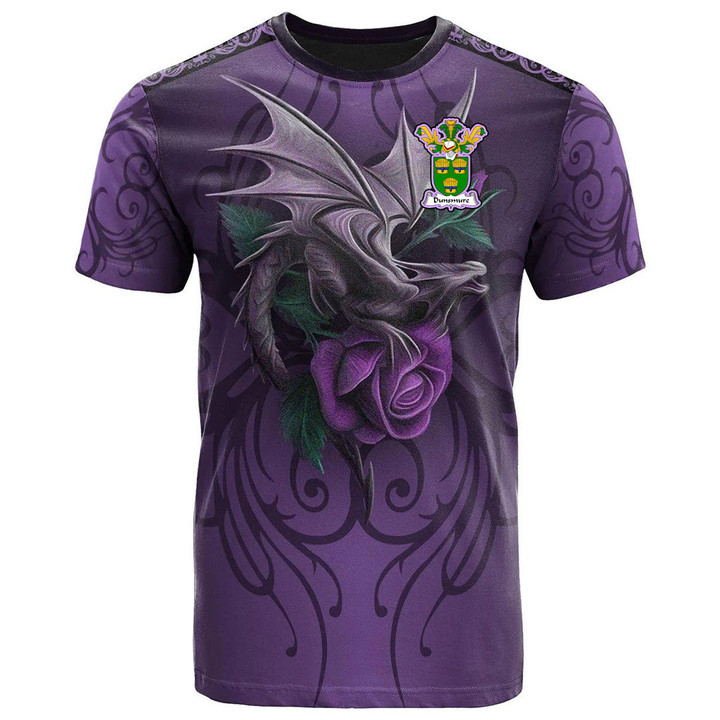 1sttheworld Tee - Dunsmure or Dunsmuir Family Crest T-Shirt - Dragon Purple A7 | 1sttheworld