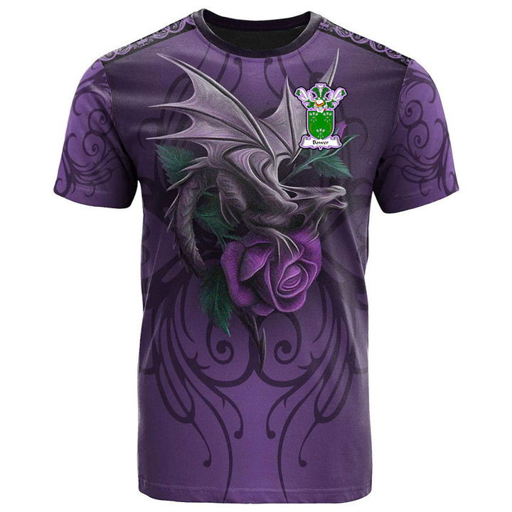 1sttheworld Tee - Bower Family Crest T-Shirt - Dragon Purple A7 | 1sttheworld