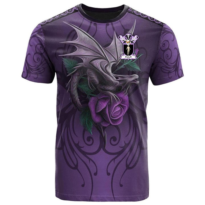 1sttheworld Tee - Dalzell Family Crest T-Shirt - Dragon Purple A7 | 1sttheworld
