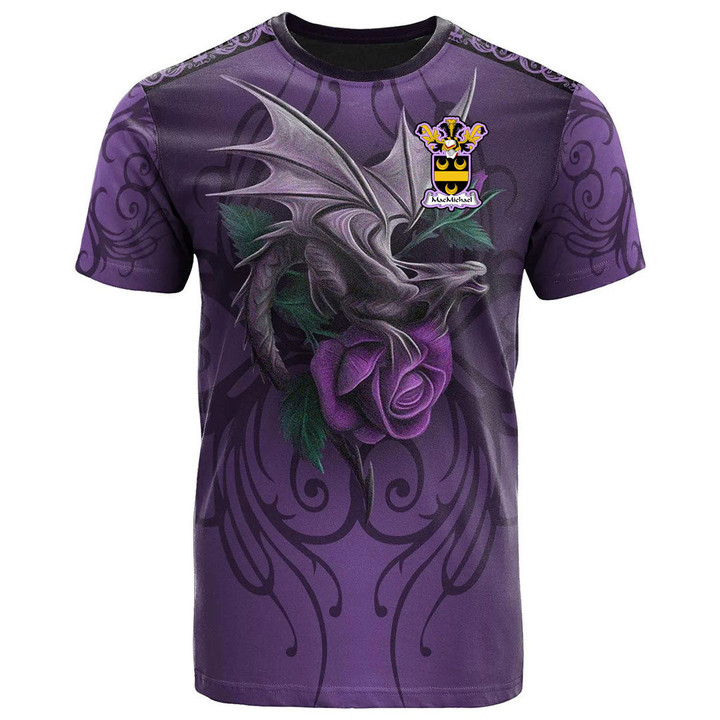 1sttheworld Tee - MacMichael Family Crest T-Shirt - Dragon Purple A7 | 1sttheworld
