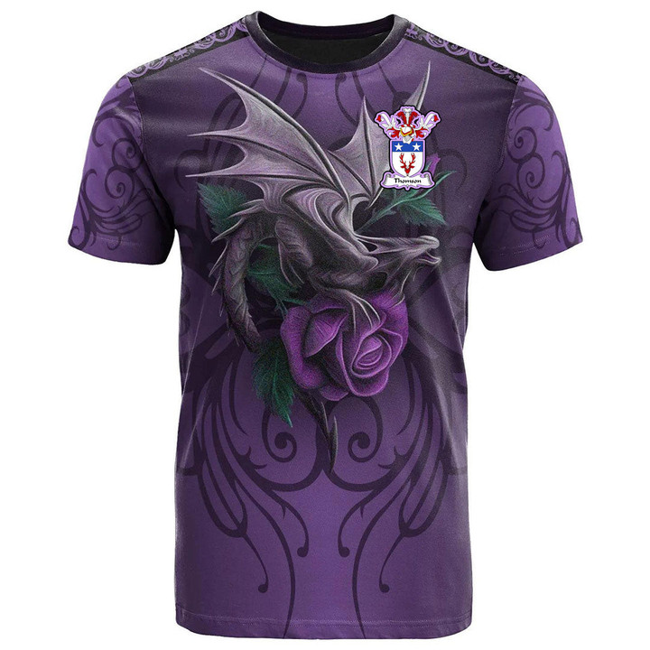 1sttheworld Tee - Thomson Family Crest T-Shirt - Dragon Purple A7 | 1sttheworld