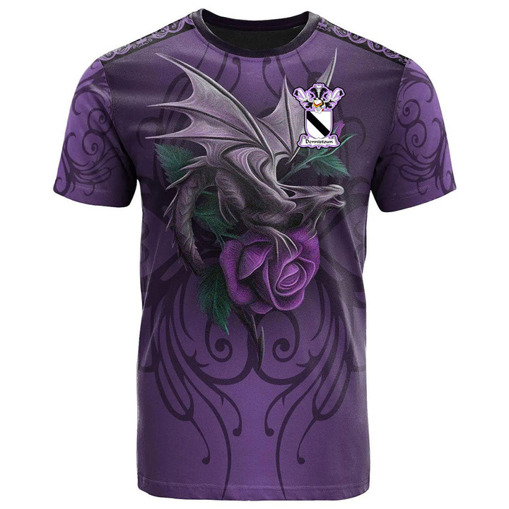 1sttheworld Tee - Dennistoun Family Crest T-Shirt - Dragon Purple A7 | 1sttheworld