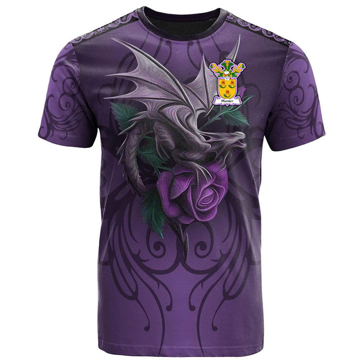 1sttheworld Tee - Hunter Family Crest T-Shirt - Dragon Purple A7 | 1sttheworld