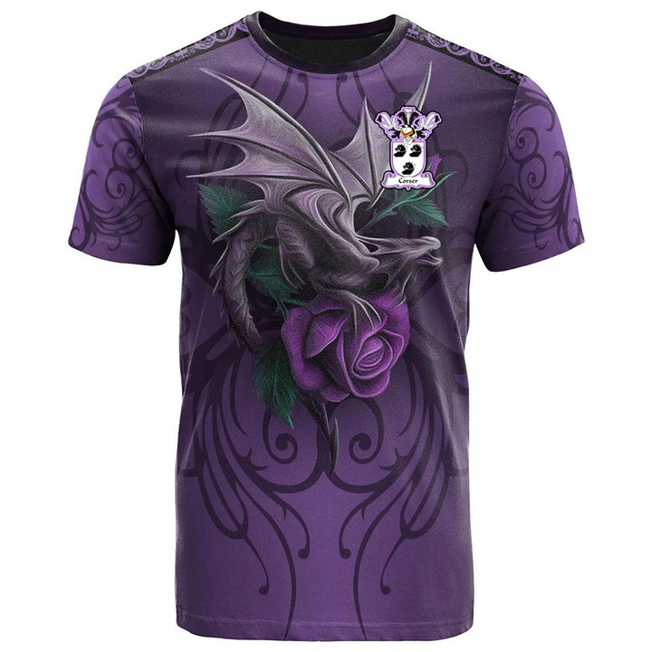 1sttheworld Tee - Corser Family Crest T-Shirt - Dragon Purple A7 | 1sttheworld