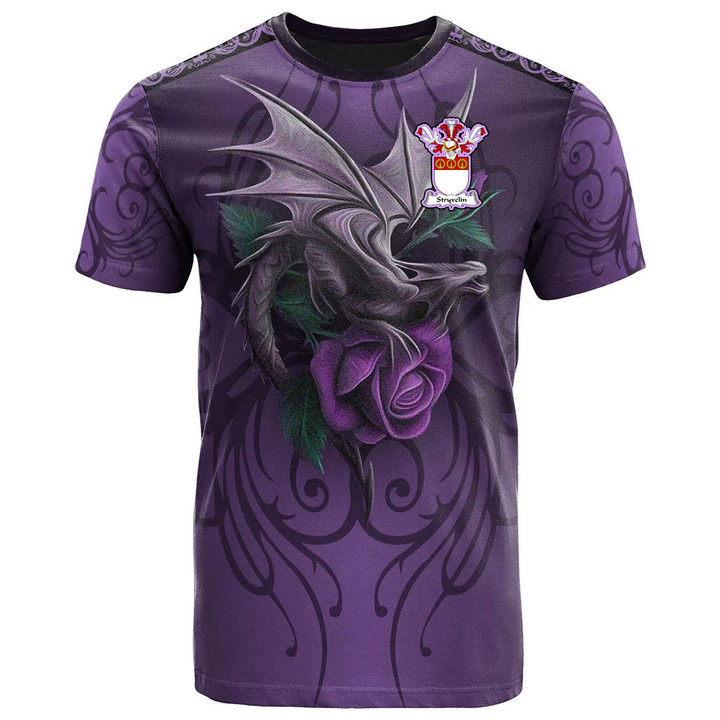 1sttheworld Tee - Stryvelin Family Crest T-Shirt - Dragon Purple A7 | 1sttheworld