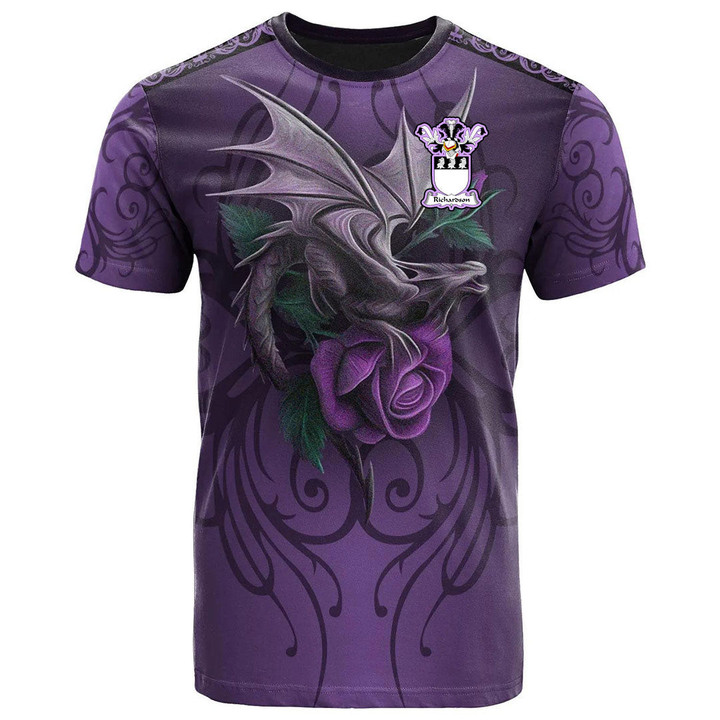 1sttheworld Tee - Richardson Family Crest T-Shirt - Dragon Purple A7 | 1sttheworld
