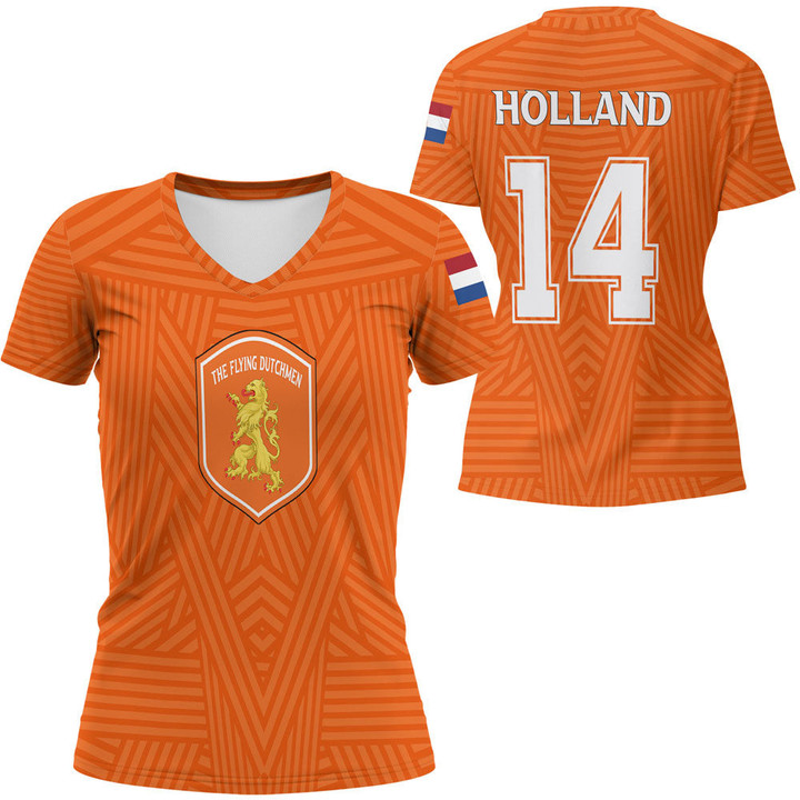 1sttheworld Clothing - Netherlands Soccer Jersey Style - V-neck T-shirt A95 | 1sttheworld