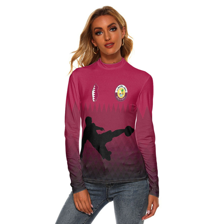 1sttheworld Clothing - Qatar Special Soccer Jersey Style - Women's Stretchable Turtleneck Top A95 | 1sttheworld