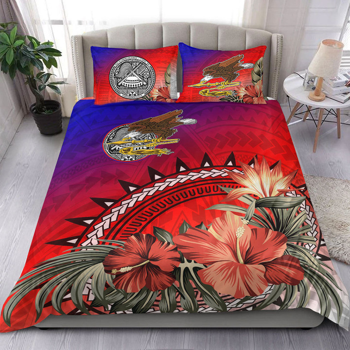 1sttheworld Bedding Set - American Samoa Hibiscus Polynesian Bedding Set | 1sttheworld
