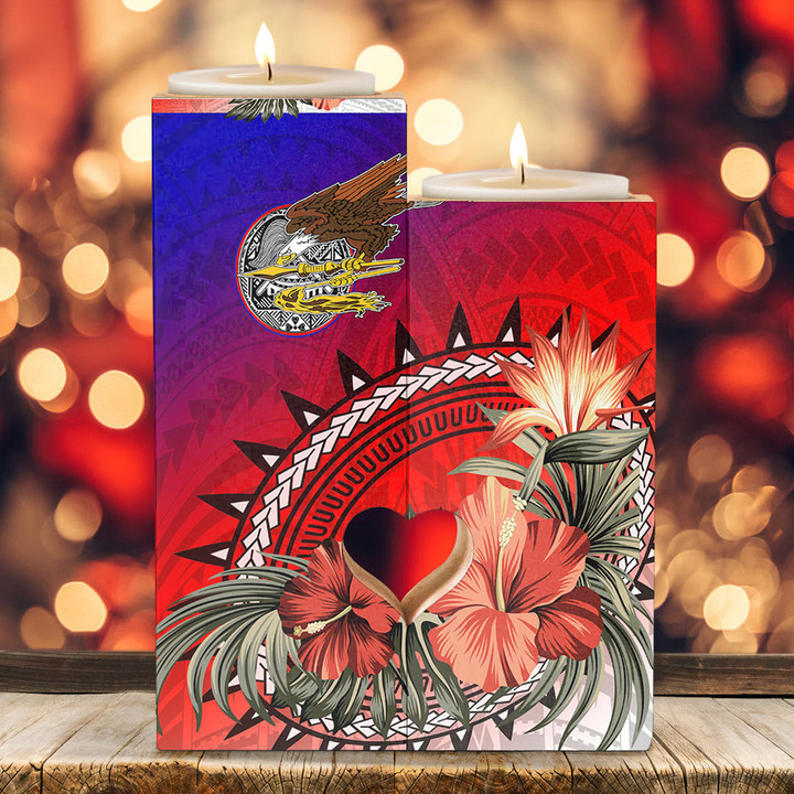 1sttheworld Candle Holder - American Samoa Hibiscus Polynesian Candle Holder | 1sttheworld
