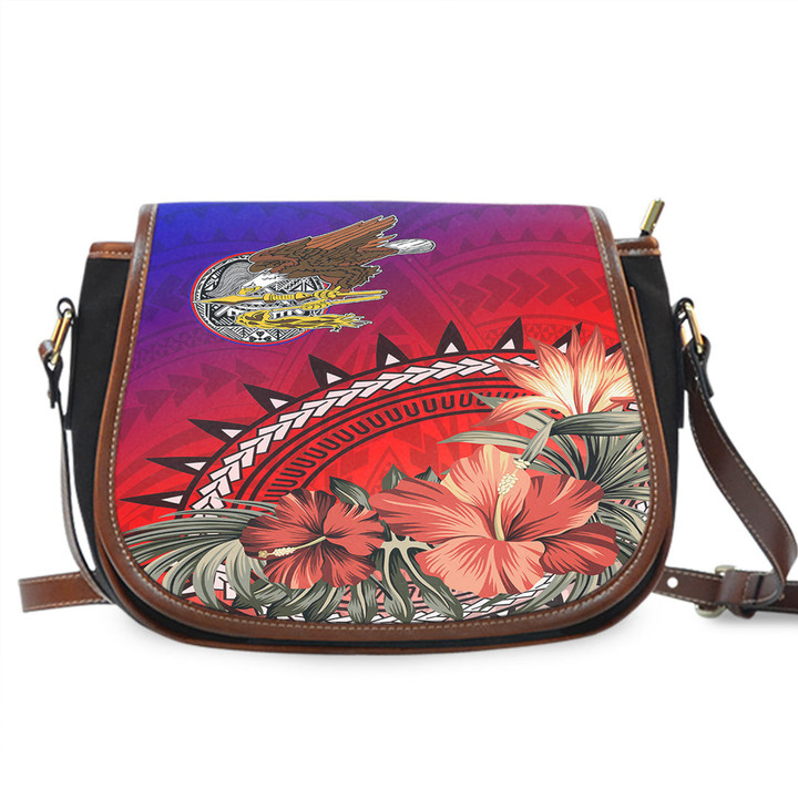 1sttheworld Saddle Bag - American Samoa Hibiscus Polynesian Saddle Bag | 1sttheworld
