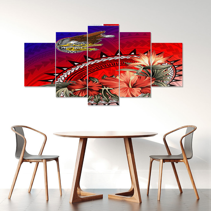 1sttheworld Canvas Wall Art - American Samoa Hibiscus Polynesian Canvas Wall Art | 1sttheworld
