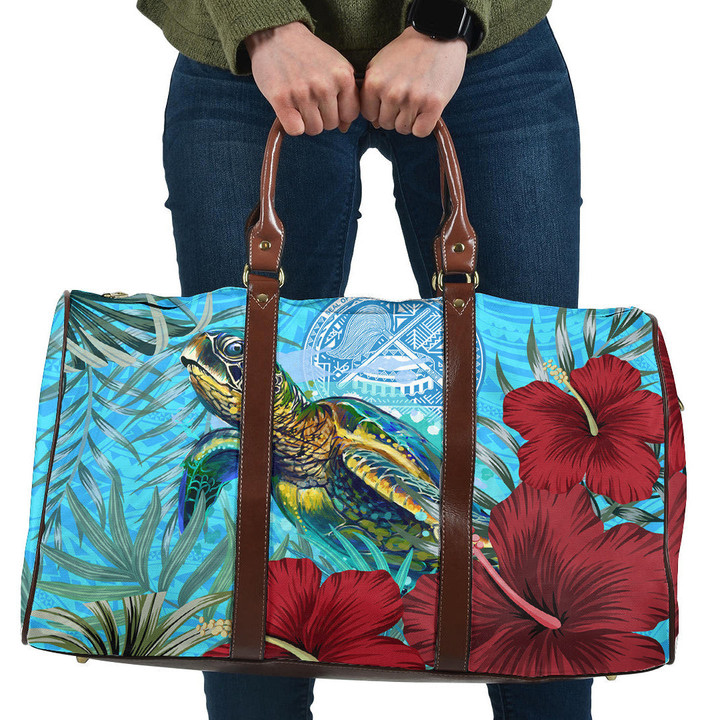 1sttheworld Bag - American Samoa Turtle Hibiscus Ocean Travel Bag | 1sttheworld
