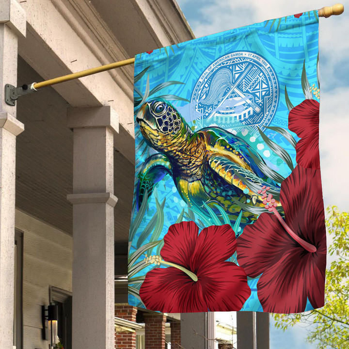 1sttheworld Flag - American Samoa Turtle Hibiscus Ocean Flag | 1sttheworld
