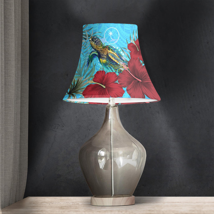 1sttheworld Bell Lamp Shade - Chuuk Turtle Hibiscus Ocean Bell Lamp Shade | 1sttheworld
