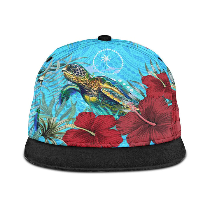 1sttheworld Snapback Hat - Chuuk Turtle Hibiscus Ocean Snapback Hat | 1sttheworld
