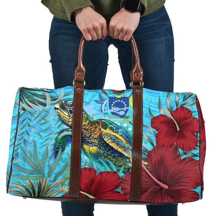 1sttheworld Bag - Cook Islands Turtle Hibiscus Ocean Travel Bag | 1sttheworld
