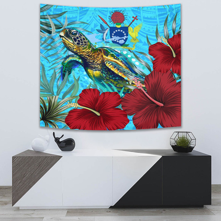 1sttheworld Tapestry - Cook Islands Turtle Hibiscus Ocean Tapestry | 1sttheworld
