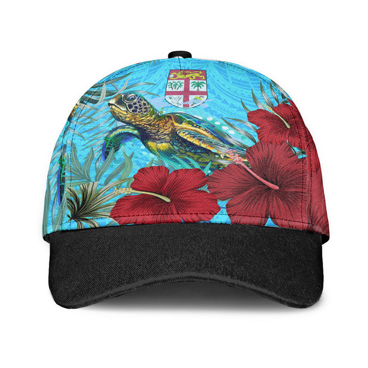 1sttheworld Classic Cap - Fiji Turtle Hibiscus Ocean Classic Cap | 1sttheworld
