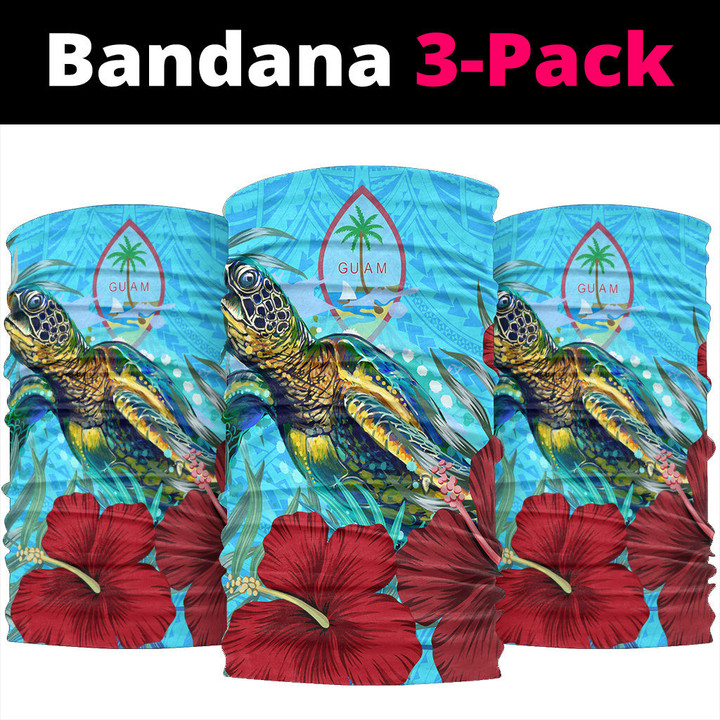 1sttheworld Bandana - Guam Turtle Hibiscus Ocean Bandana | 1sttheworld
