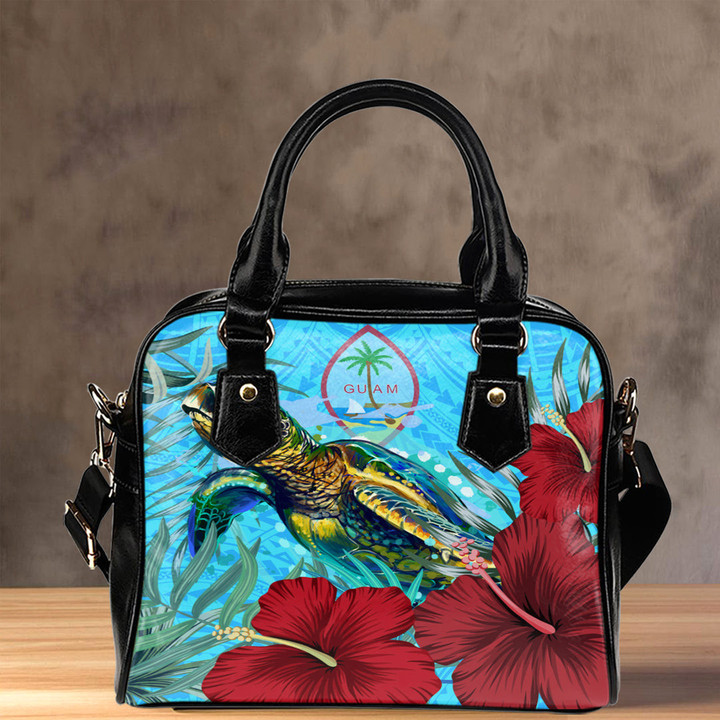 1sttheworld Shoulder Handbag - Guam Turtle Hibiscus Ocean Shoulder Handbag | 1sttheworld
