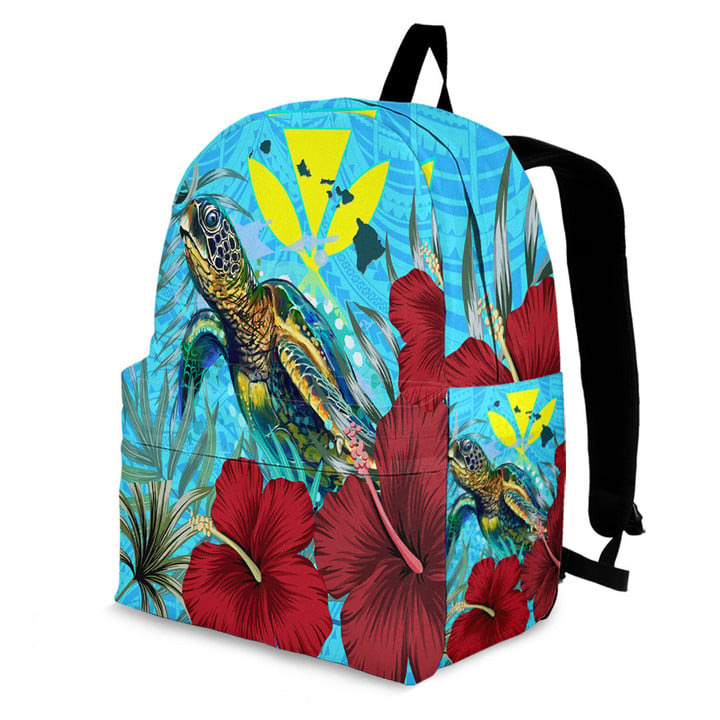 1sttheworld Backpack - Hawaii Turtle Hibiscus Ocean Backpack | 1sttheworld
