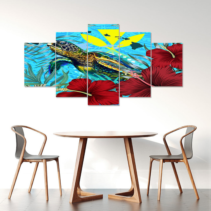 1sttheworld Canvas Wall Art - Hawaii Turtle Hibiscus Ocean Canvas Wall Art | 1sttheworld
