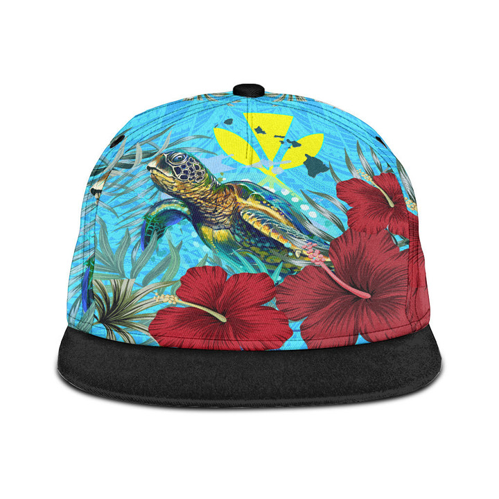 1sttheworld Snapback Hat - Hawaii Turtle Hibiscus Ocean Snapback Hat | 1sttheworld
