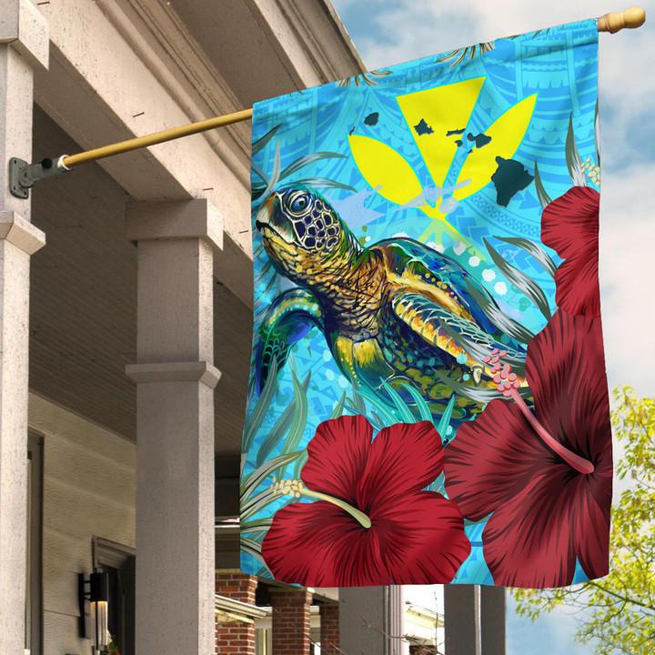 1sttheworld Flag - Hawaii Turtle Hibiscus Ocean Flag | 1sttheworld
