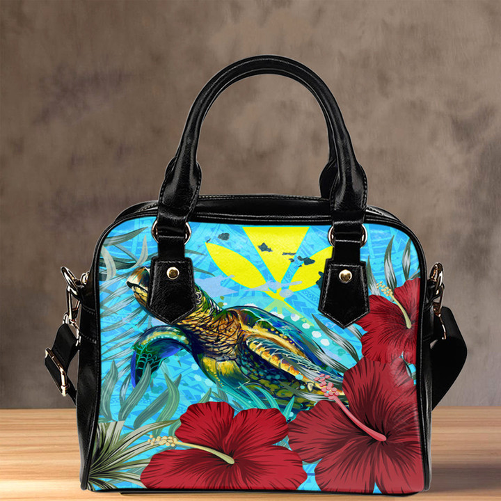 1sttheworld Shoulder Handbag - Hawaii Turtle Hibiscus Ocean Shoulder Handbag | 1sttheworld
