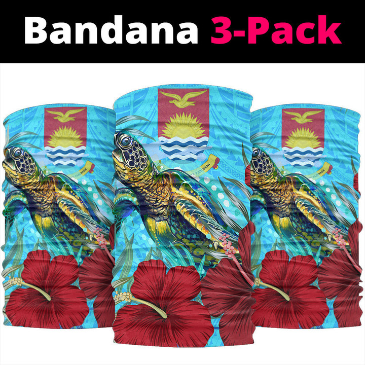 1sttheworld Bandana - Kiribati Turtle Hibiscus Ocean Bandana | 1sttheworld
