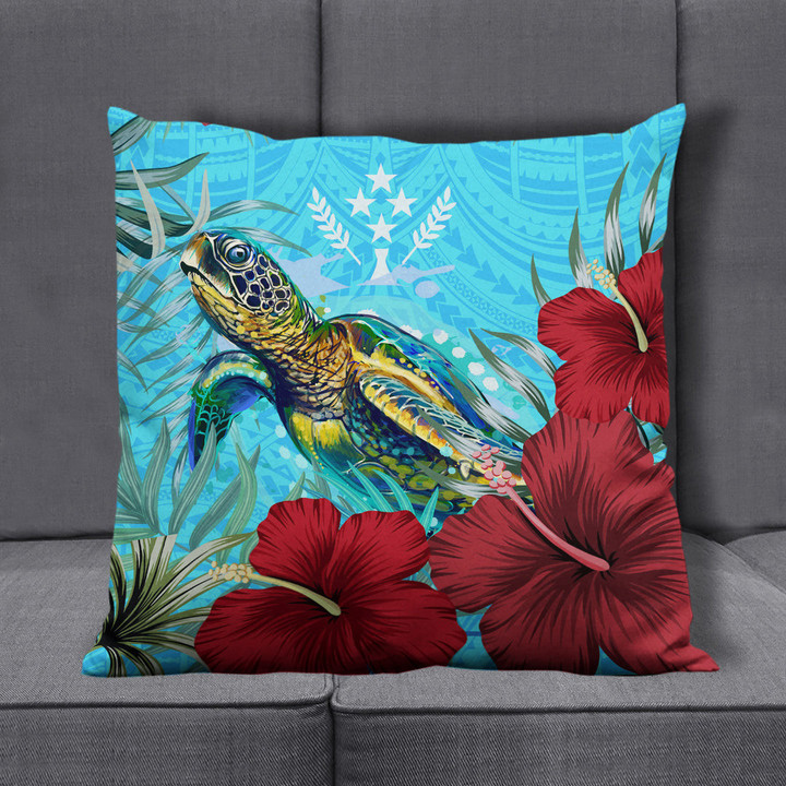 1sttheworld Pillow Covers - Kosrae Turtle Hibiscus Ocean Pillow Covers | 1sttheworld
