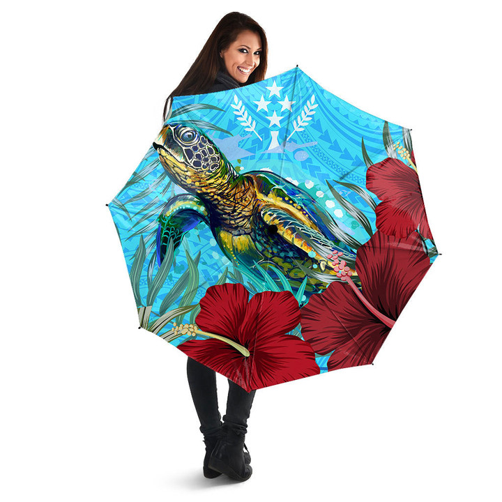 1sttheworld - Kosrae Turtle Hibiscus Ocean Umbrellas | 1sttheworld
