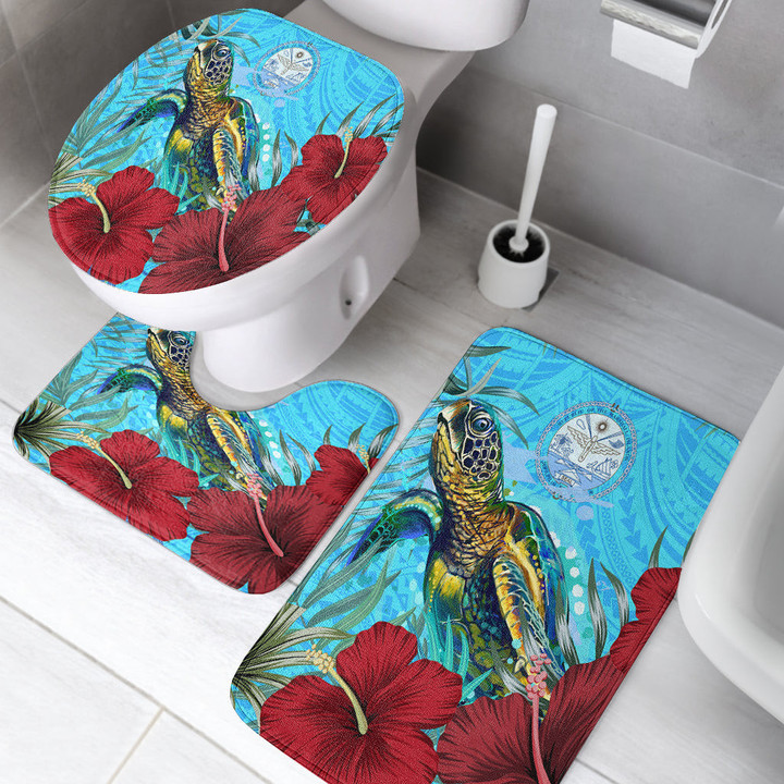 1sttheworld Bathroom Set - Marshall Islands Turtle Hibiscus Ocean Bathroom Set | 1sttheworld
